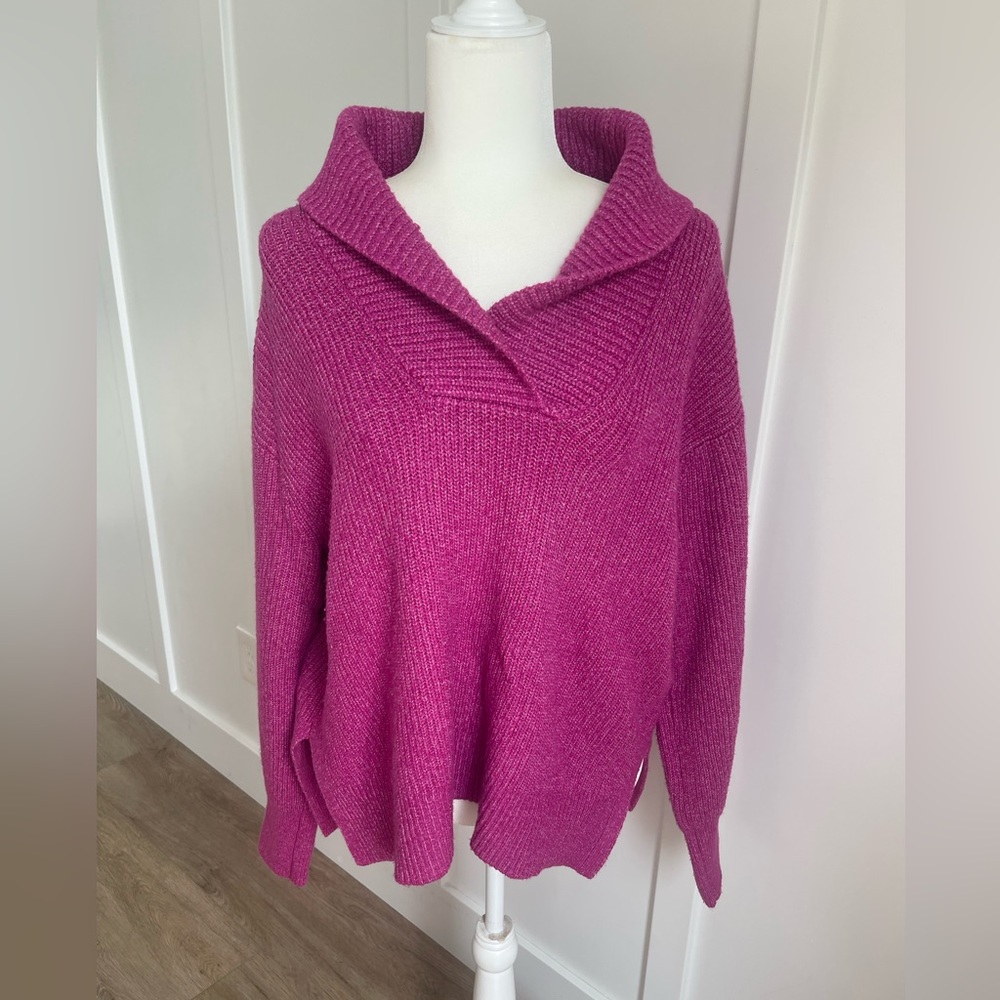 Lou & Grey Magenta Collared Sweater